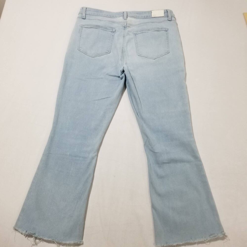 Paige Denim 32 Colette Crop Flare Jeans Fringe Raw Hem Bossanova Cropped Ankle - Picture 2 of 11